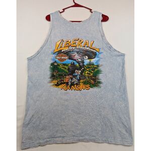 Harley-Davidson‎ Motorcycle Liberal Kansas Tank Adult XL Blue Graphics Pullover